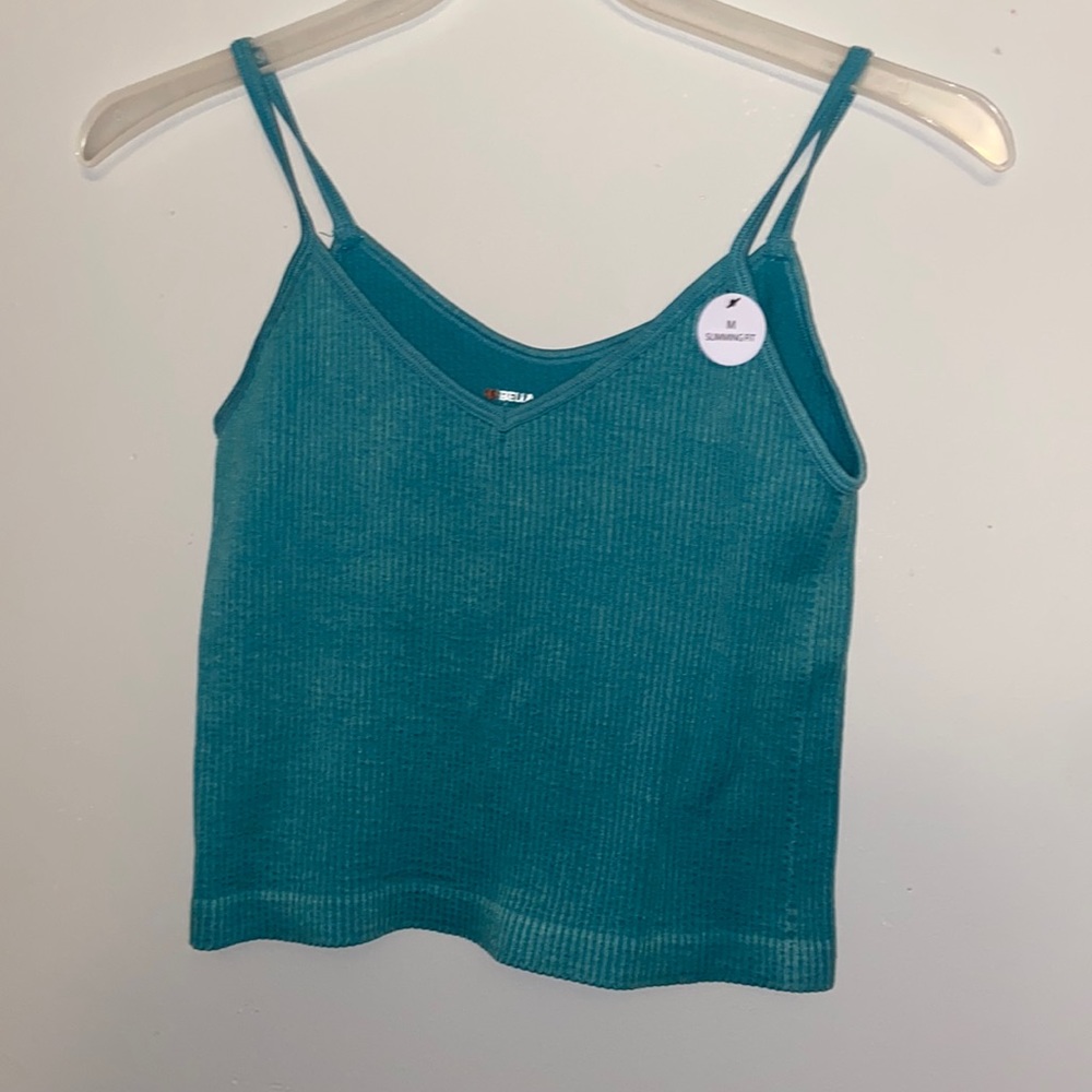 Blue ribbed tank top
